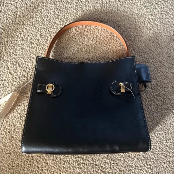 Tory Burch Lee Radziwill Small Elegant Black Handbag 👜 NWT - Picture 8 of 11